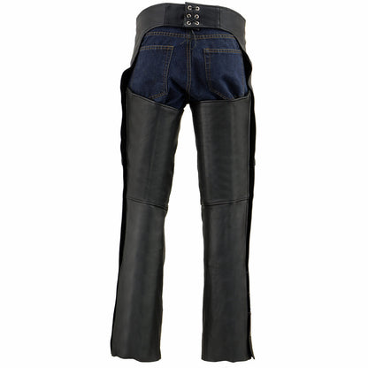 Men's Premium Naked Cowhide Leather Motorcycle Chaps with Thigh Pocket ML1190