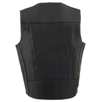 Men's Classic Black Leather Vest with Buffalo Nickel Snaps