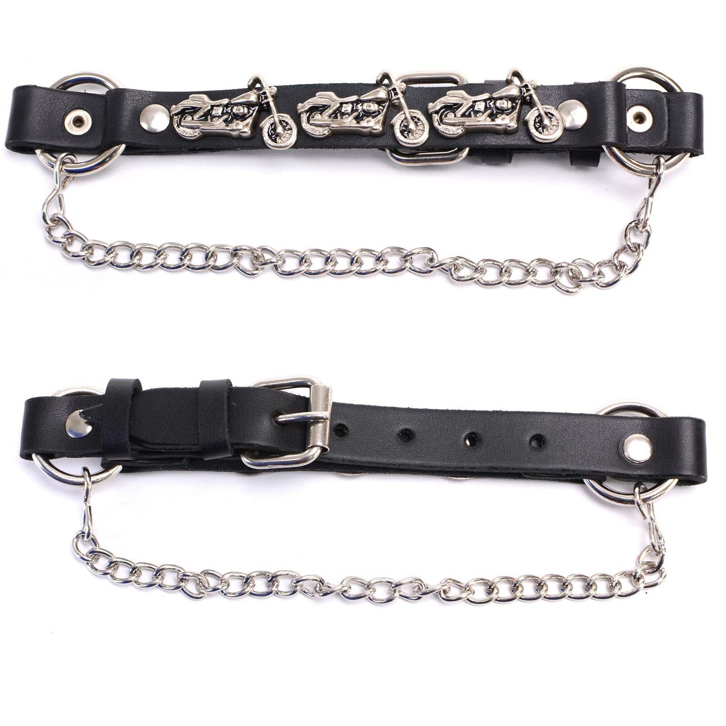 Silver Boot Chain With Vintage Native American Medallion Adjustable Leather Strap - MLA3001