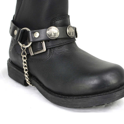 Silver Boot Chain w/ Vintage Buffalo Coin Medallion & Adjustable Strap