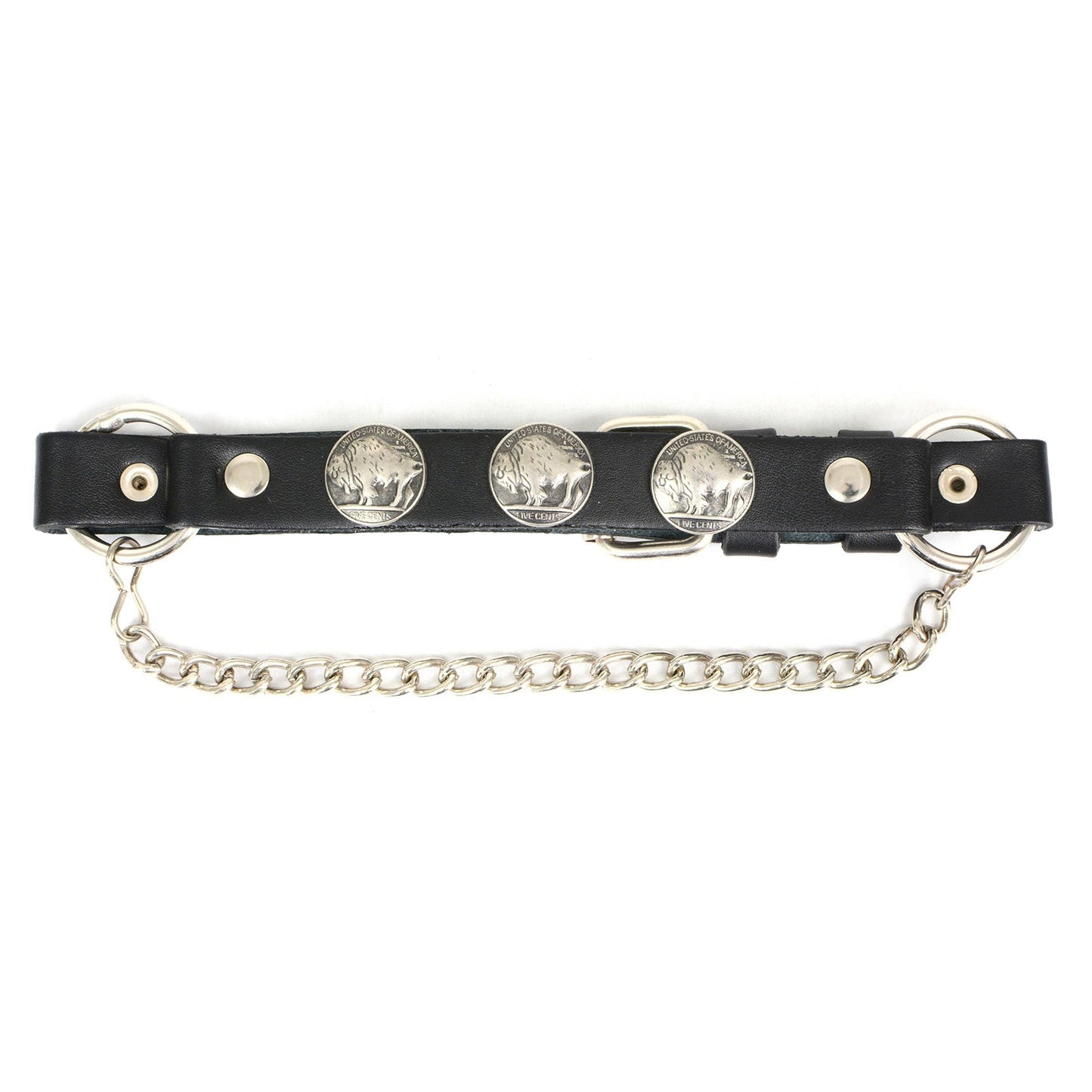 Silver Boot Chain w/ Vintage Buffalo Coin Medallion & Adjustable Strap