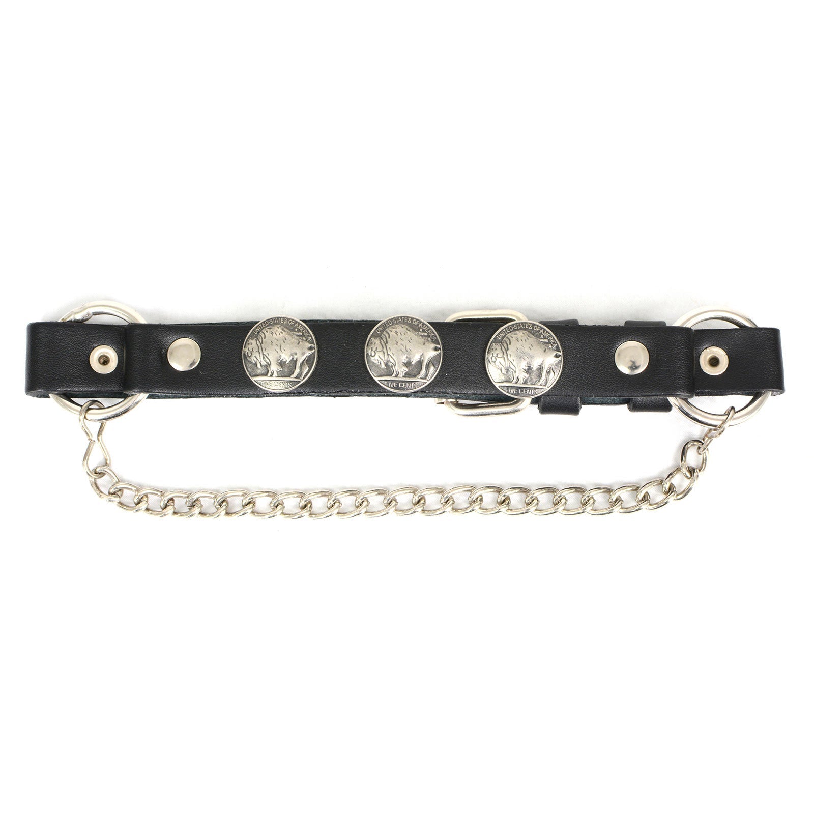 Silver Boot Chain w/ Vintage Buffalo Coin Medallion & Adjustable Strap
