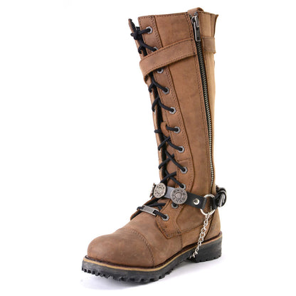 Silver 44 MAG Medallion Boot Chain With Adjustable Leather Strap