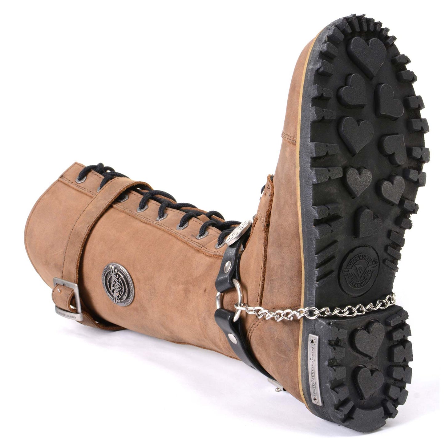 Silver 44 MAG Medallion Boot Chain With Adjustable Leather Strap