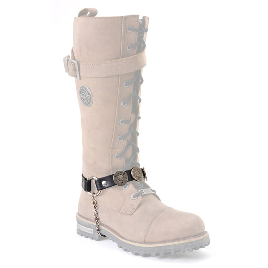 Silver 44 MAG Medallion Boot Chain With Adjustable Leather Strap
