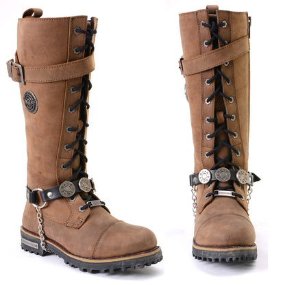 Silver 44 MAG Medallion Boot Chain With Adjustable Leather Strap