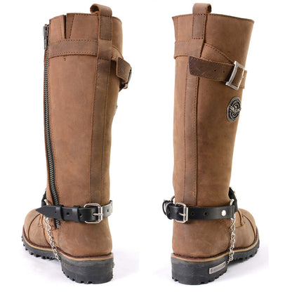 Silver 44 MAG Medallion Boot Chain With Adjustable Leather Strap