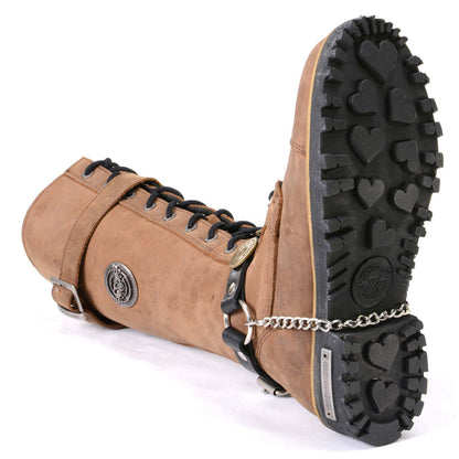 Silver 12 Gauge Shell Medallion Boot Chain Adjustable Leather Strap