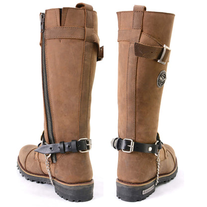 Silver 12 Gauge Shell Medallion Boot Chain Adjustable Leather Strap