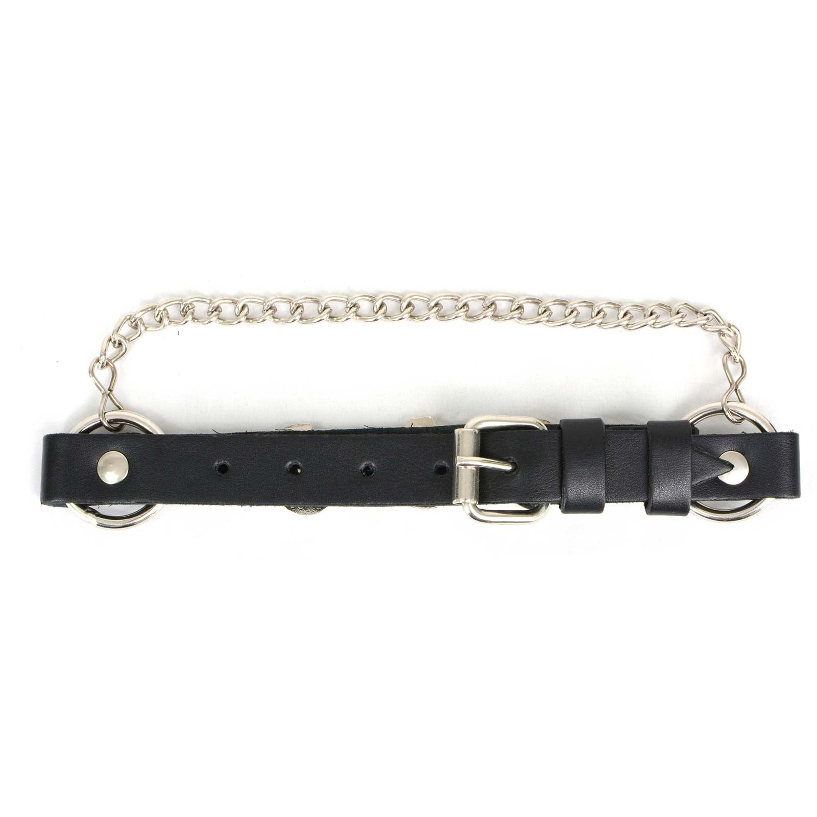 Silver Classic Skull Heads Biker Chain for Motorcycle Boots Adjustable Leather Strap