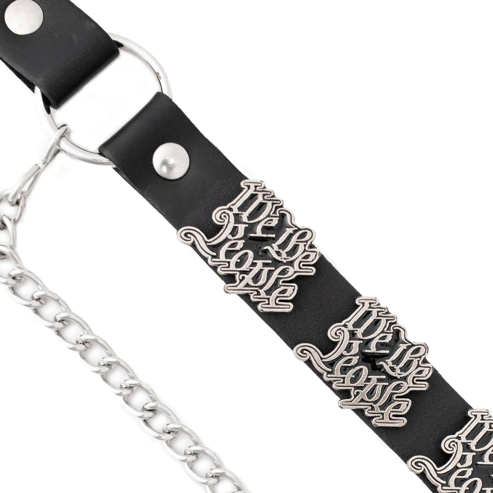 Silver We The People Emblem Boot Chain Adjustable Leather Strap