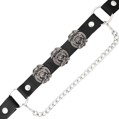 Silver Police Emblem Boot Chain With Adjustable Strap 42in