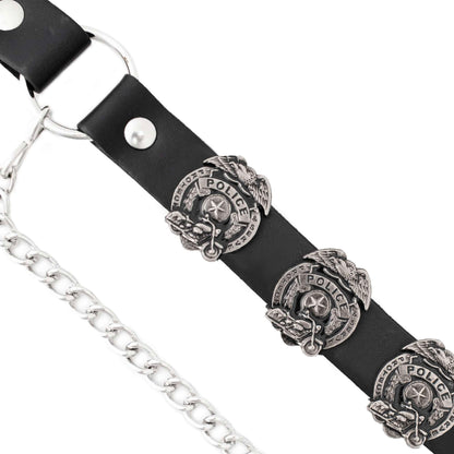 Silver Police Emblem Boot Chain With Adjustable Strap 42in