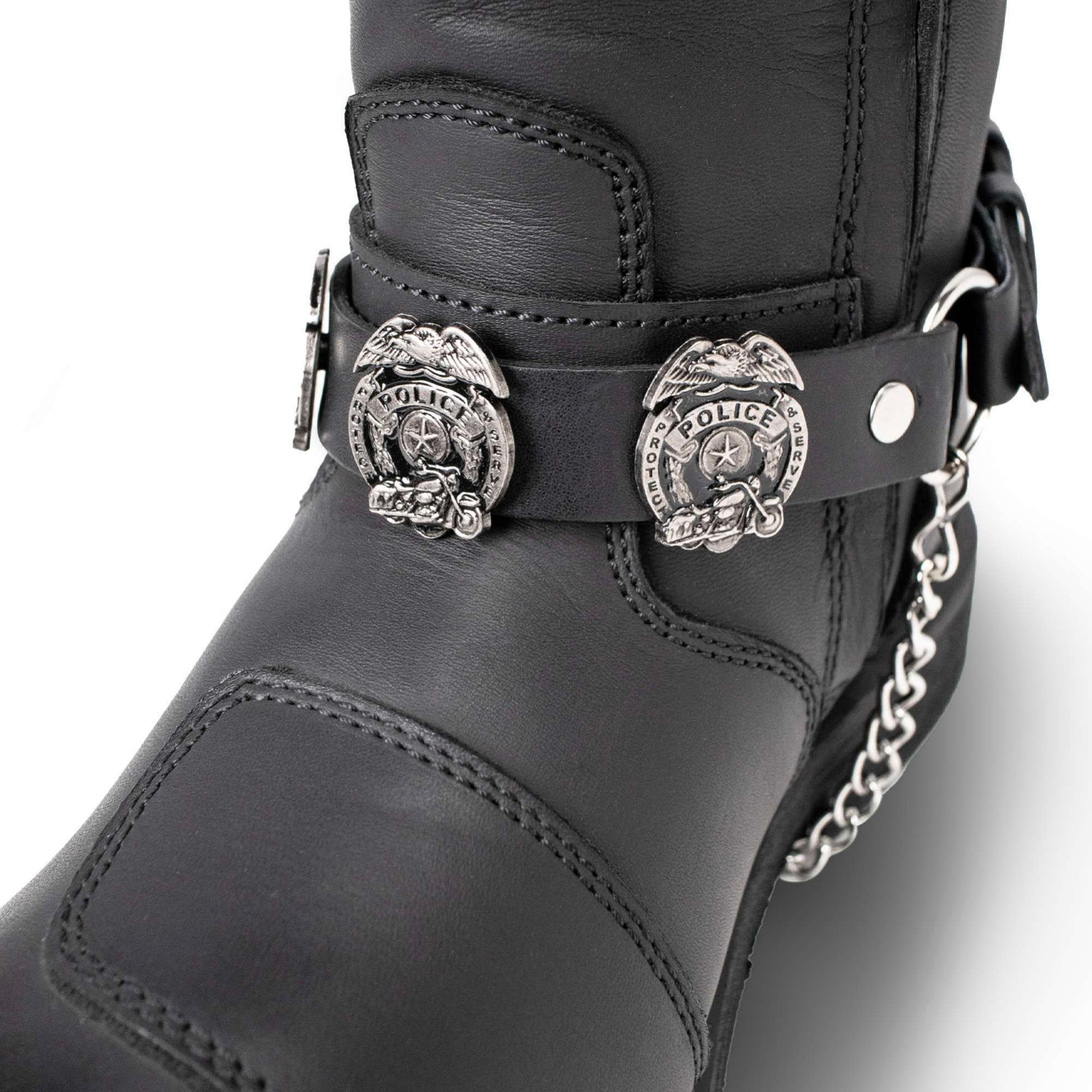 Silver Police Emblem Boot Chain With Adjustable Strap 42in