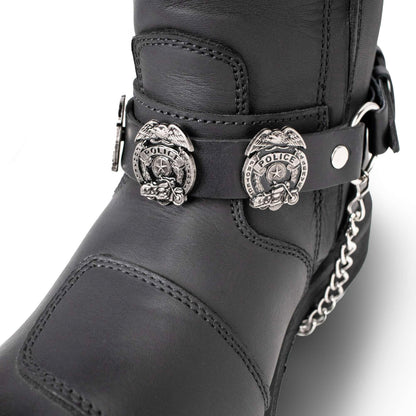 Silver Police Emblem Boot Chain With Adjustable Strap 42in