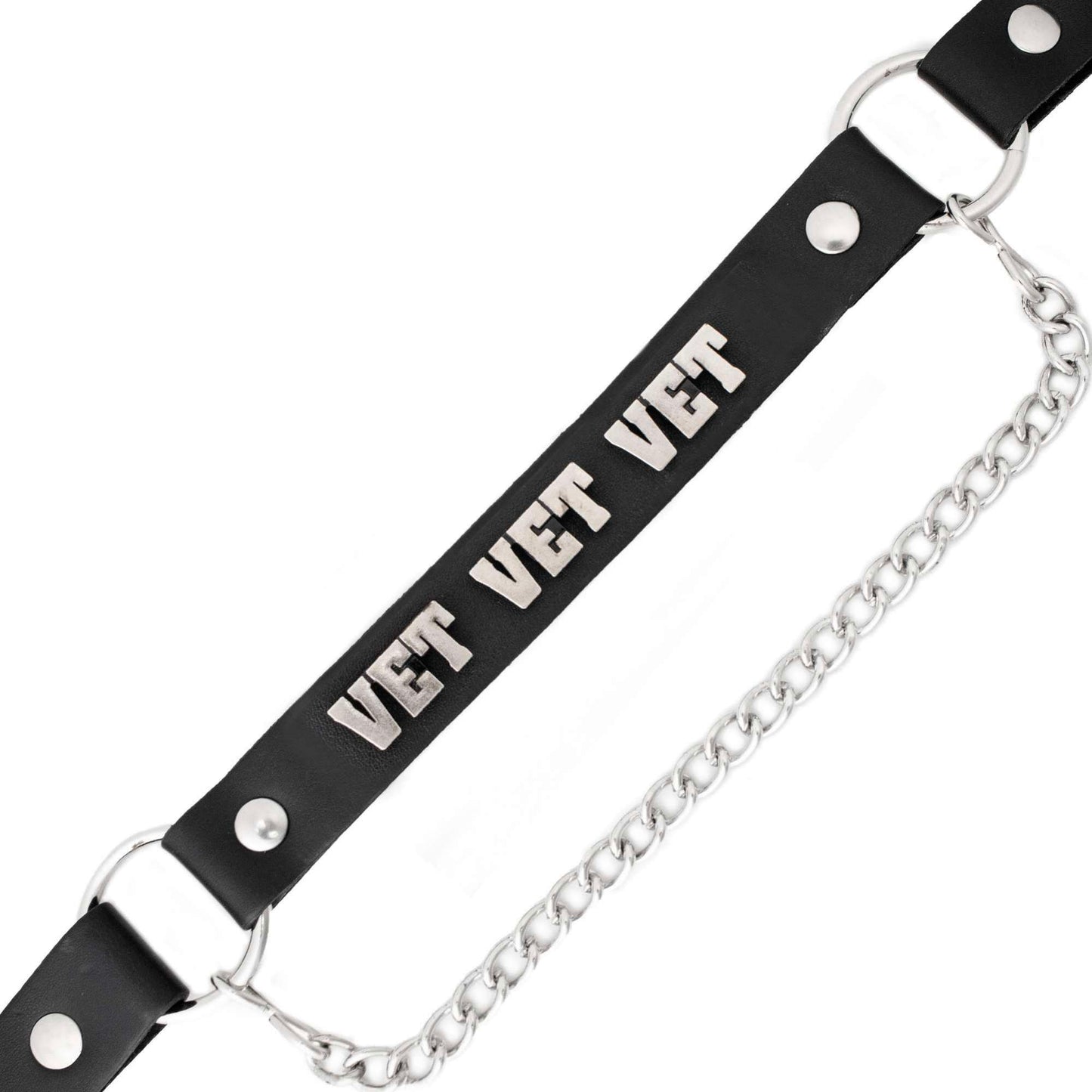 Silver VET Emblem Boot Chain with Adjustable Strap