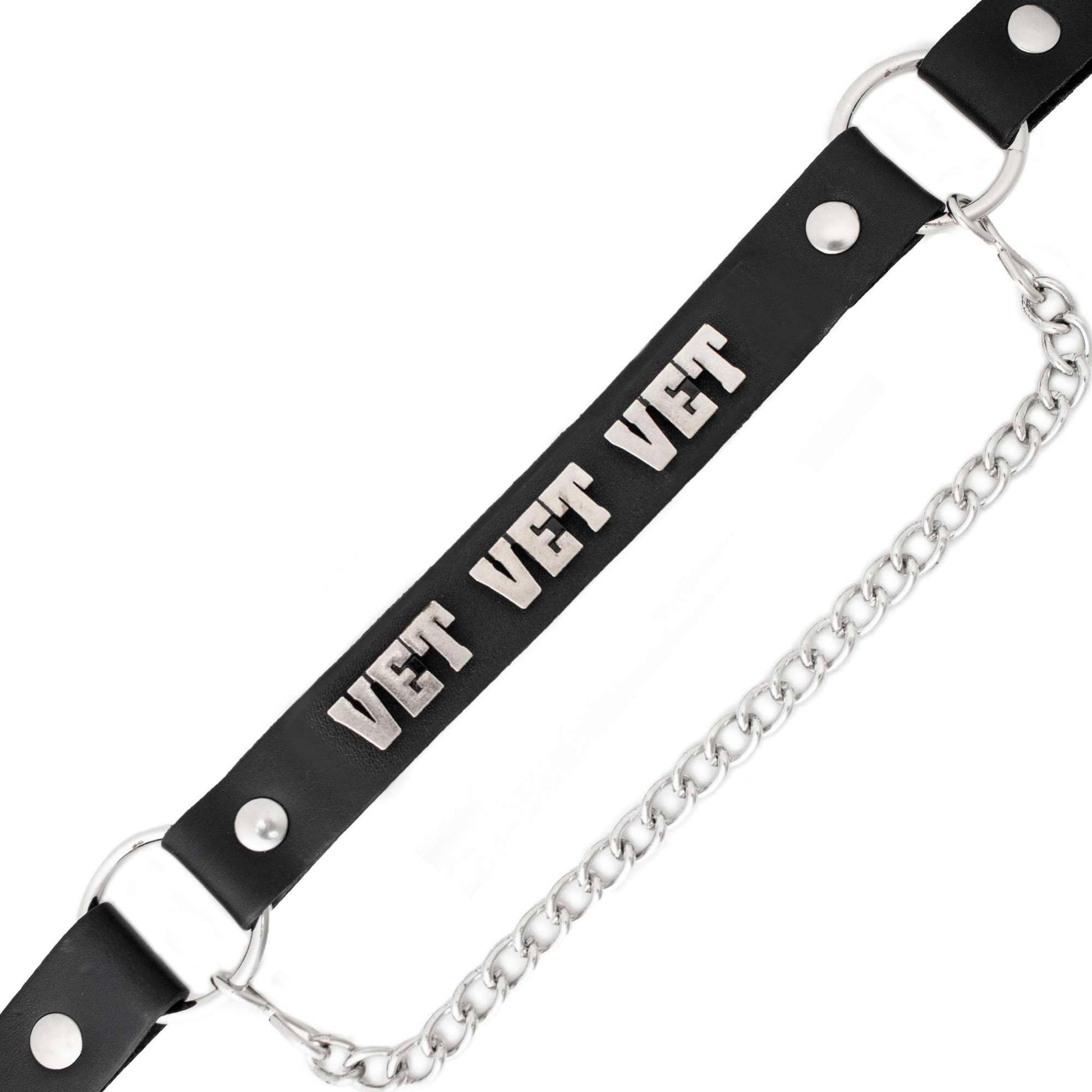 Silver VET Emblem Boot Chain with Adjustable Strap