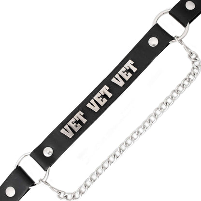 Silver VET Emblem Boot Chain with Adjustable Strap