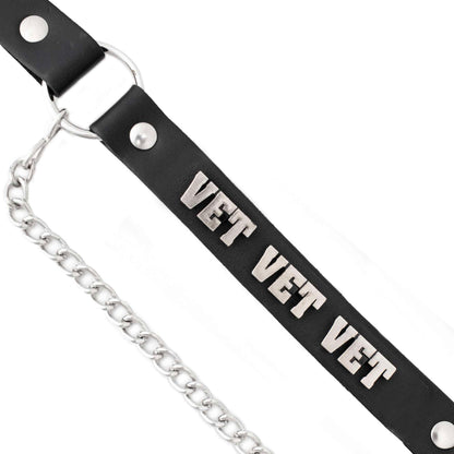 Silver VET Emblem Boot Chain with Adjustable Strap