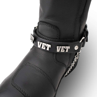 Silver VET Emblem Boot Chain with Adjustable Strap