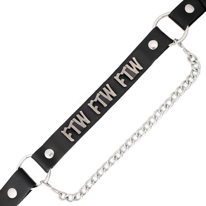 Silver Boot Chain With FTW Emblem Adjustable Leather Strap