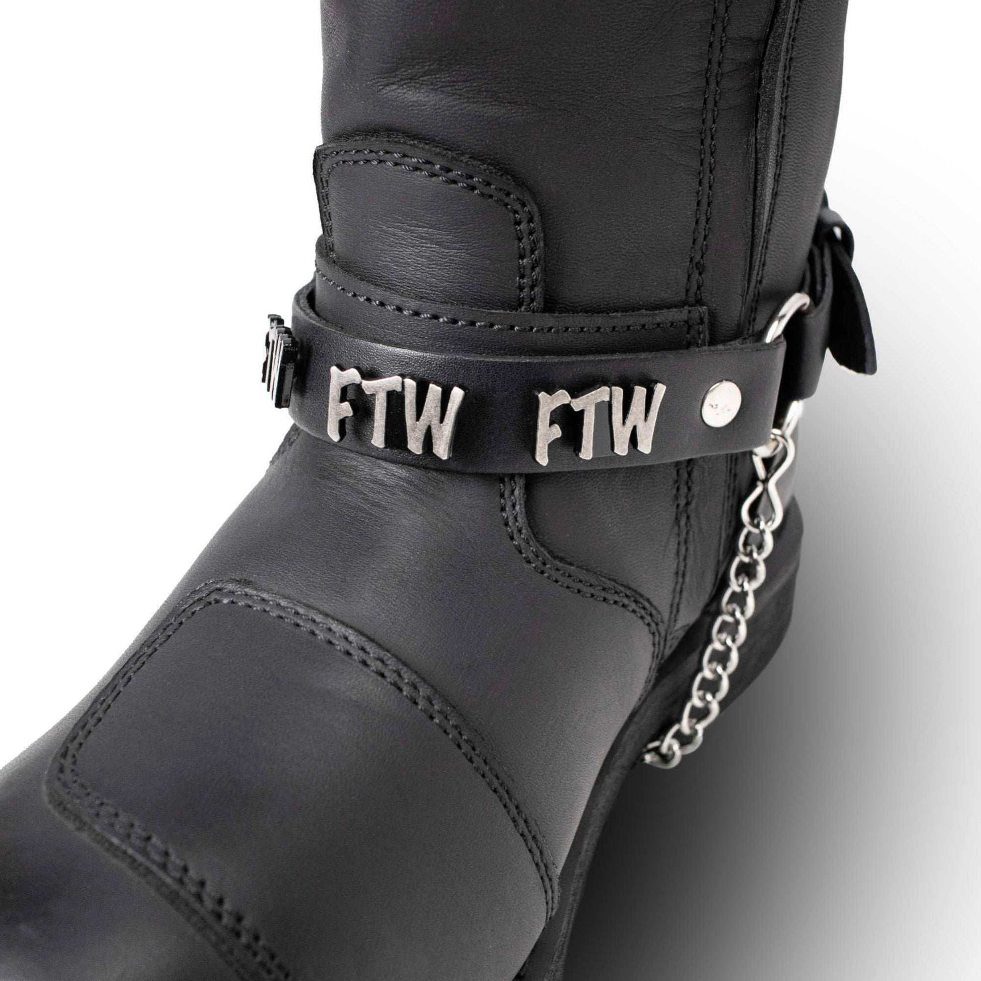 Silver Boot Chain With FTW Emblem Adjustable Leather Strap