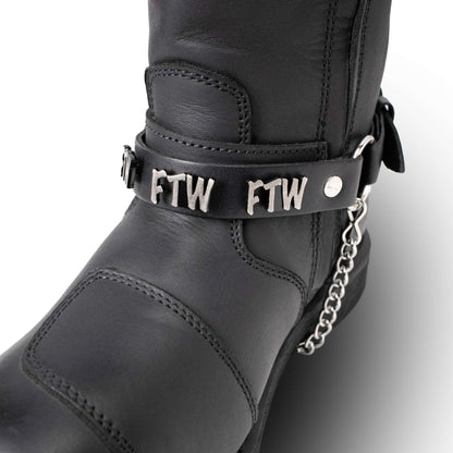 Silver Boot Chain With FTW Emblem Adjustable Leather Strap