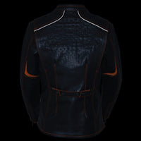 Women's 'Laser Cut' Distressed Black and Grey Scuba Style Racer Jacket
