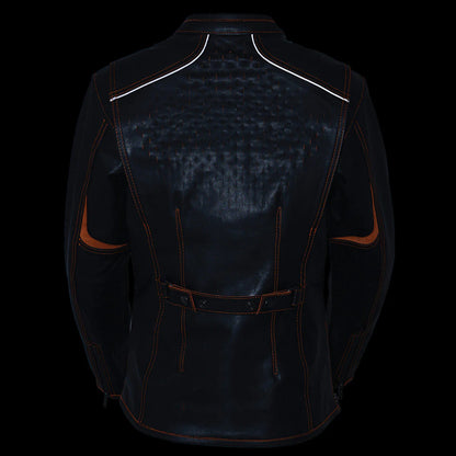 Women's 'Laser Cut' Distressed Black and Grey Scuba Style Racer Jacket
