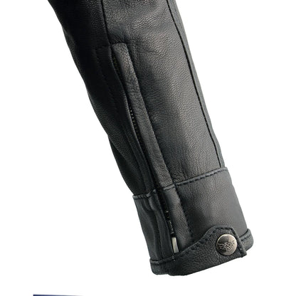 Women's Scooter Black Leather Vented Lightweight Triple Stitch Motorcycle Jacket