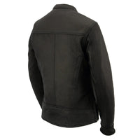 Women's Scooter Black Leather Vented Lightweight Triple Stitch Motorcycle Jacket