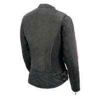 Womens Black and Pink 'Crinkled Arm' Lightweight Racer Jacket