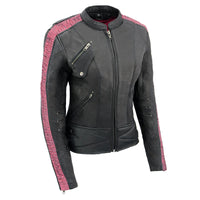 Womens Black and Pink 'Crinkled Arm' Lightweight Racer Jacket