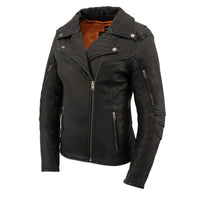 Women's Black 'Classic' Leather Lightweight Long Length Vented Jacket