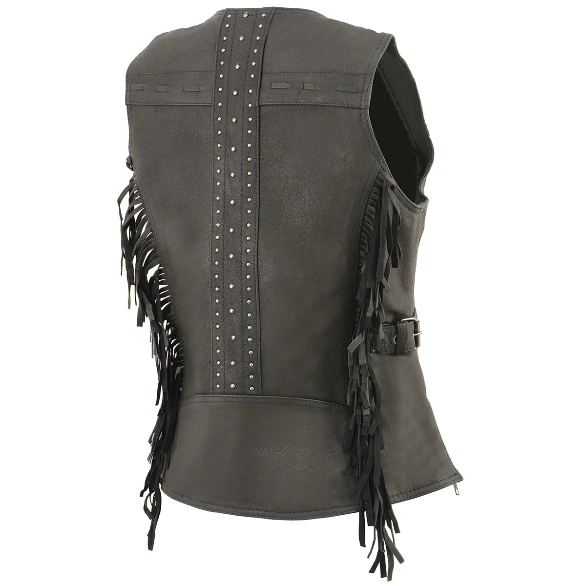 Women's Black Fringed Leather Vest