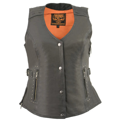 Women's Black Fringed Leather Vest