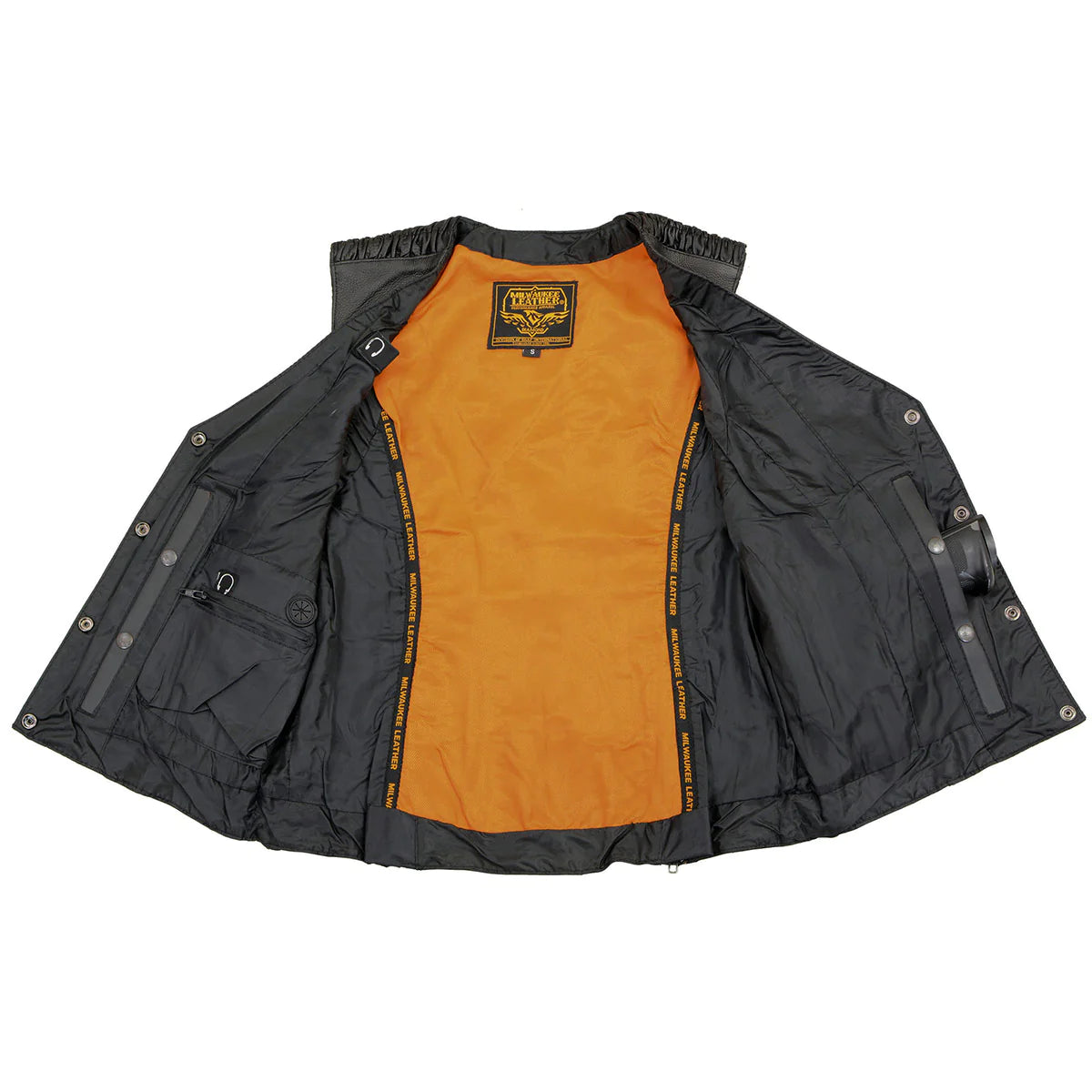 Ladies Black 'Studded Phoenix' Leather Vest