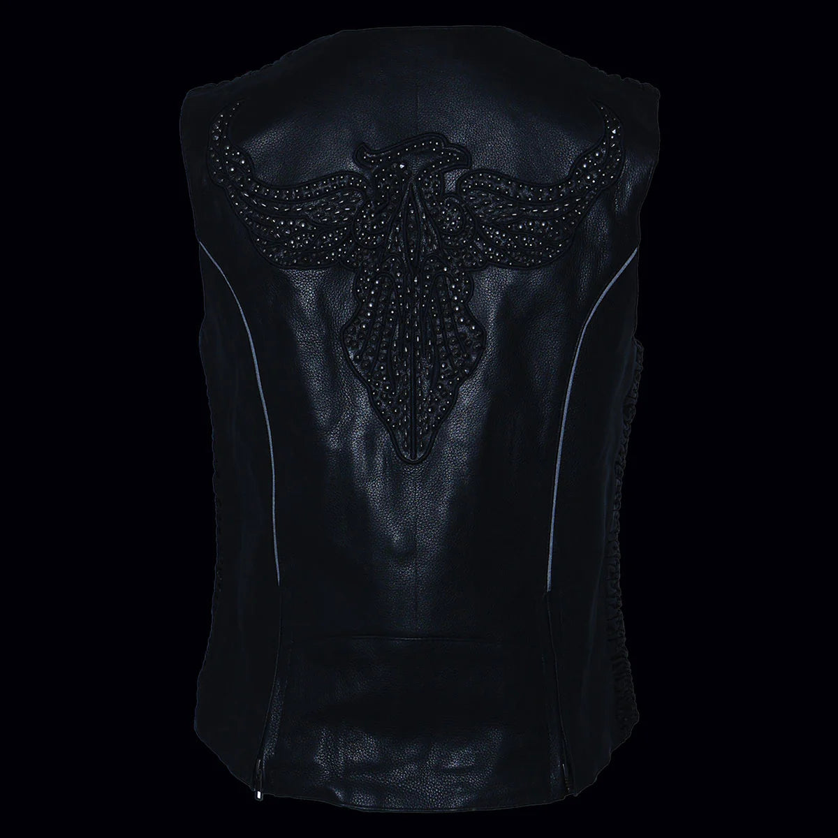 Ladies Black 'Studded Phoenix' Leather Vest 5.0 star rating 3 Reviews