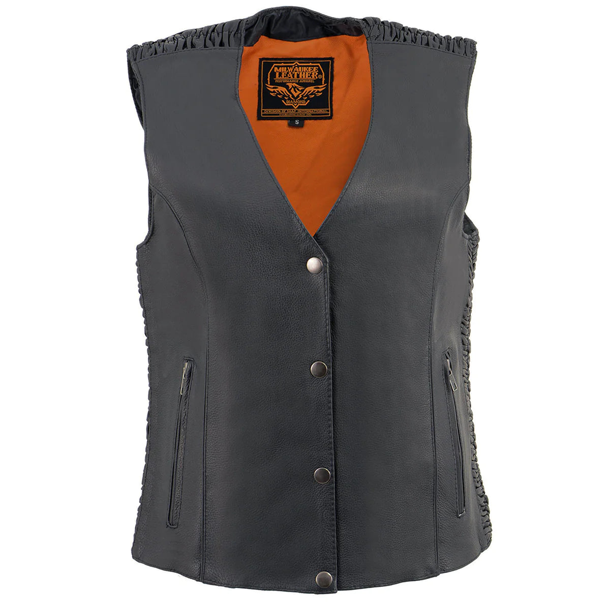 Ladies Black 'Studded Phoenix' Leather Vest