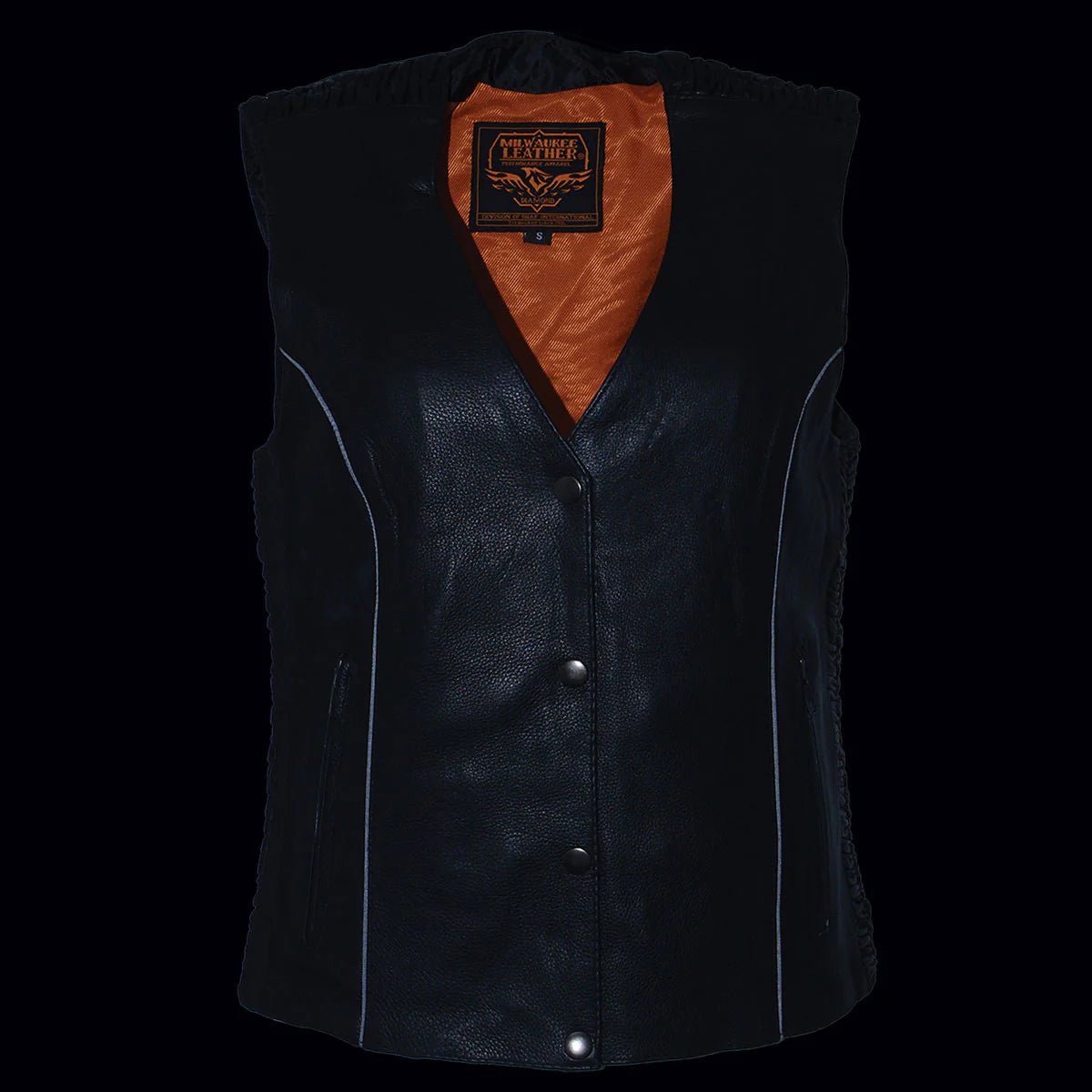 Ladies Black 'Studded Phoenix' Leather Vest