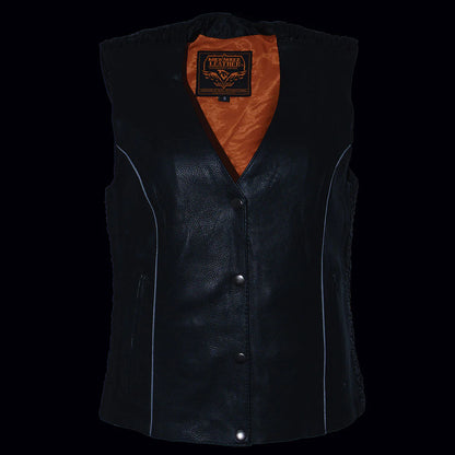 Ladies Black 'Studded Phoenix' Leather Vest