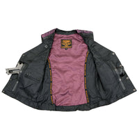 Ladies Black and Purple 'Studded Phoenix' Leather Vest