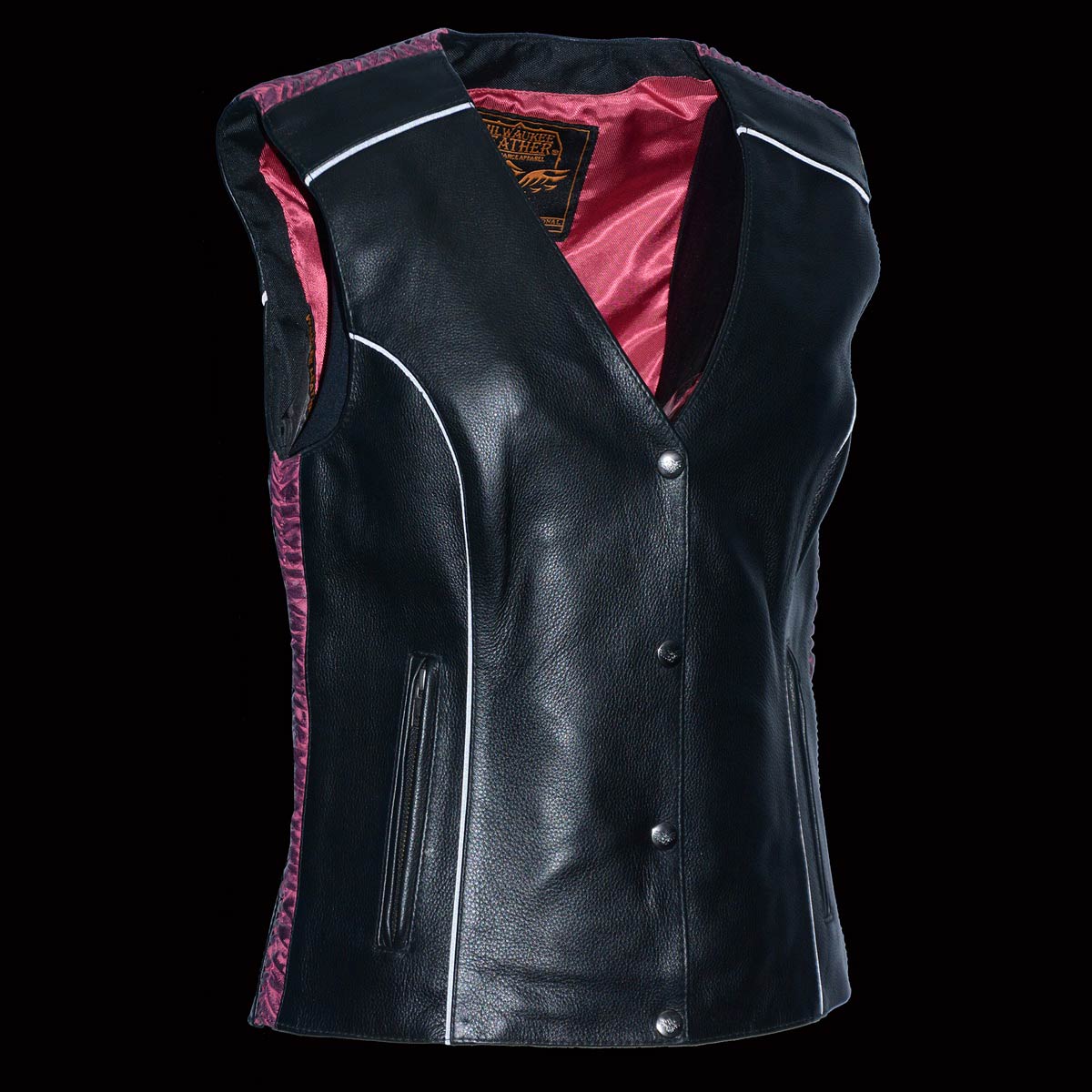 Ladies black clearance leather vest