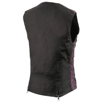 Ladies 'Crinkled' Black and Purple Lightweight Leather Vest