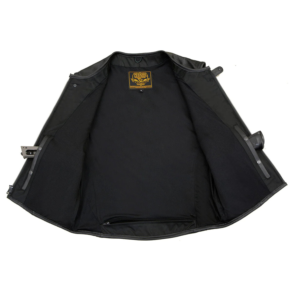 Men's 'Basher' Black SWAT Style Club Style Motorcycle Leather Vest