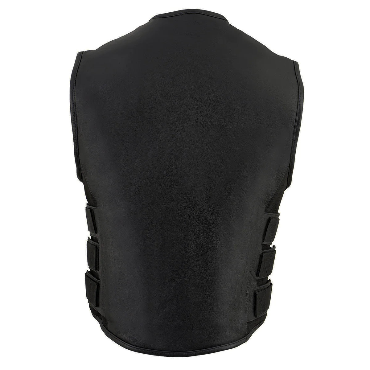 Men's 'Basher' Black SWAT Style Club Style Motorcycle Leather Vest