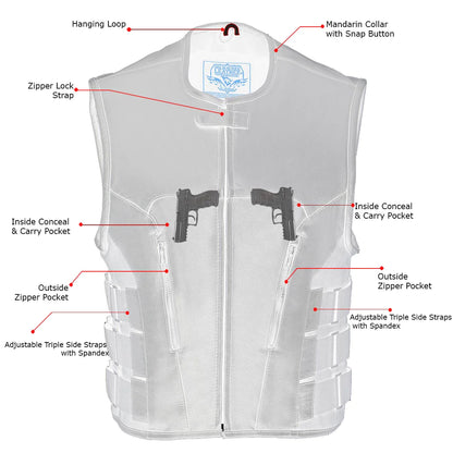 Men's 'Basher' Black SWAT Style Club Style Motorcycle Leather Vest