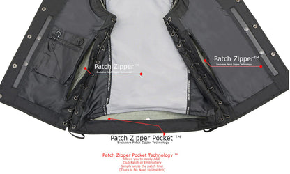 Men's Distressed Gray Side Lace Motorcycle Leather Vest