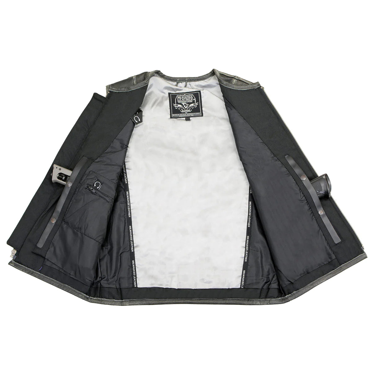 Men's Classic Vintage Distressed Grey Motorcycle Leather Vest