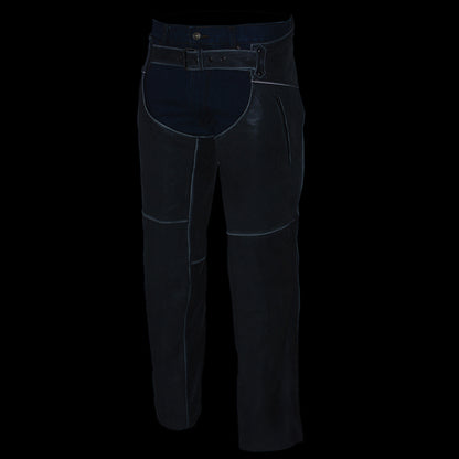 Men's Vintage Distressed Grey Slate Leather Chaps Deep Zippered Thigh Pockets MLM5536